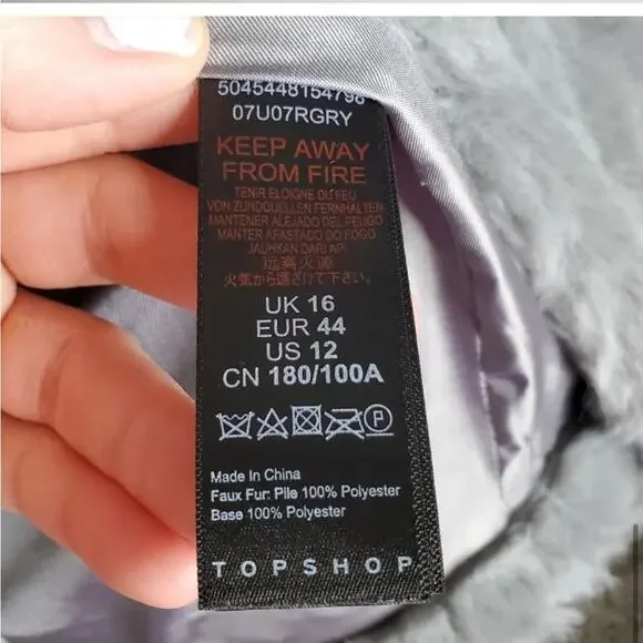 Final price^ Topshop Claire faux fur jacket gray - Picture 7 of 10